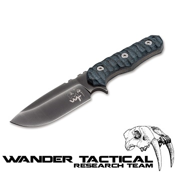 Wander Tactical ® Lynx Knife (Grey Handle), Black Kydex - Clear