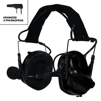 Code RED ® CR-TAC-PRO Funk-HeadSet mit Gehörschutz (Standard Version) & PTT Set "Kenwood Type"  - Black